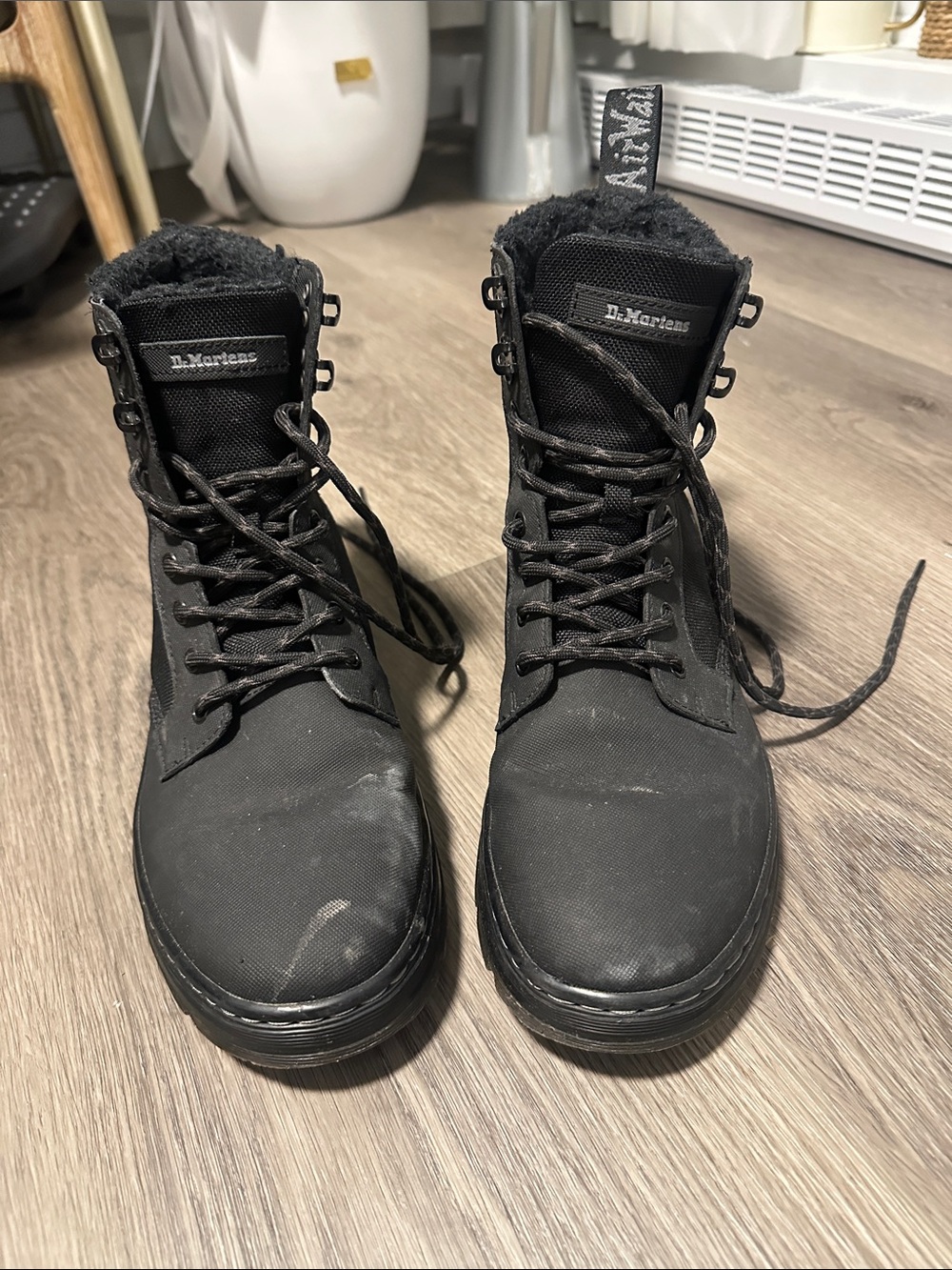 Dr. Martens Men’s Black Lace-Up Ankle Boots with Furry Interior